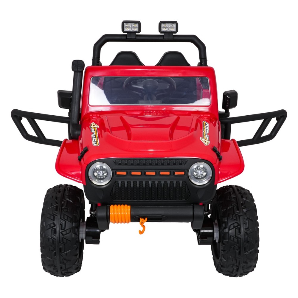 JOKO Elektrické autíčko Jeep Monster 4x200W, penové kolesá, kožené sedadlo, nosnosť 50kg, sedadlo pre Rodiča, čevené