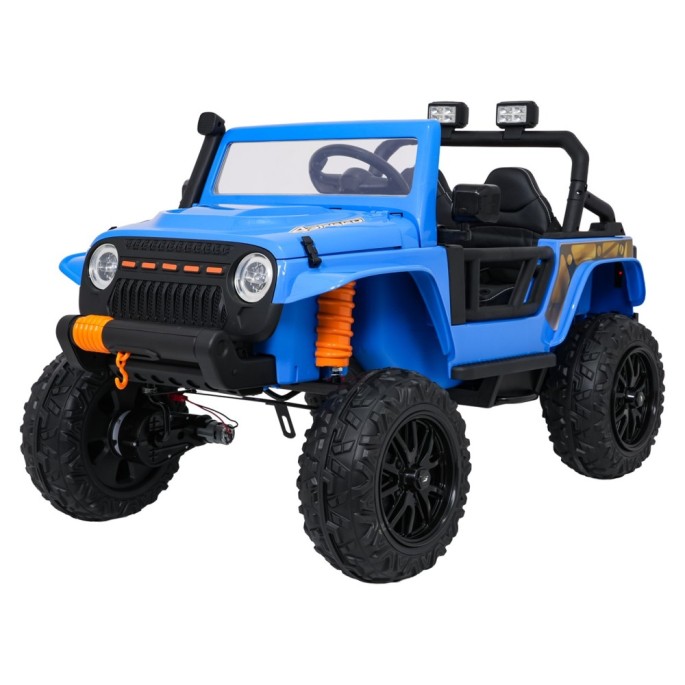 JOKO Elektrické autíčko Jeep Monster 4x200W, penové kolesá, kožené sedadlo, nosnosť 50kg, sedadlo pre Rodiča, modré
