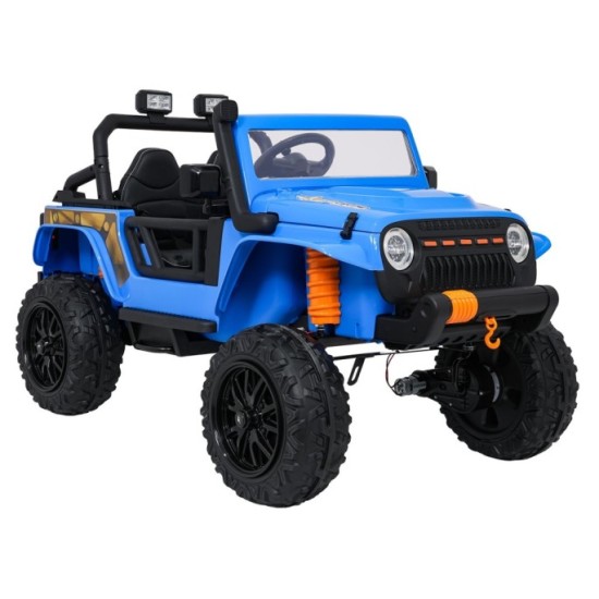 JOKO Elektrické autíčko Jeep Monster 4x200W, penové kolesá, kožené sedadlo, nosnosť 50kg, sedadlo pre Rodiča, modré