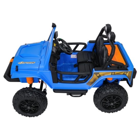 JOKO Elektrické autíčko Jeep Monster 4x200W, penové kolesá, kožené sedadlo, nosnosť 50kg, sedadlo pre Rodiča, modré