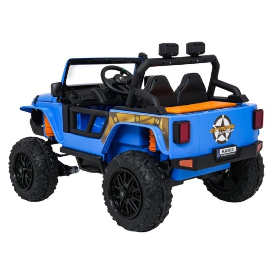 JOKO Elektrické autíčko Jeep Monster 4x200W, penové kolesá, kožené sedadlo, nosnosť 50kg, sedadlo pre Rodiča, modré