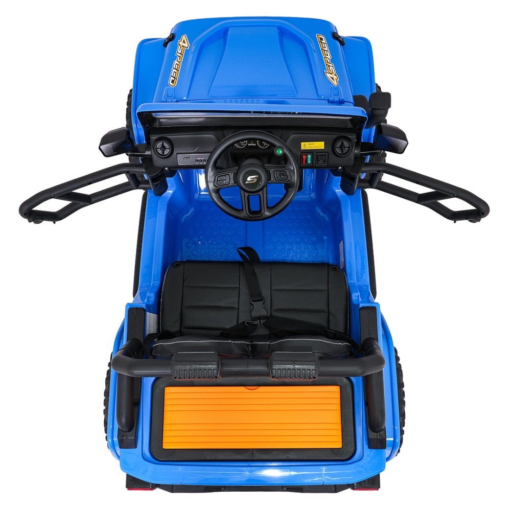 JOKO Elektrické autíčko Jeep Monster 4x200W, penové kolesá, kožené sedadlo, nosnosť 50kg, sedadlo pre Rodiča, modré