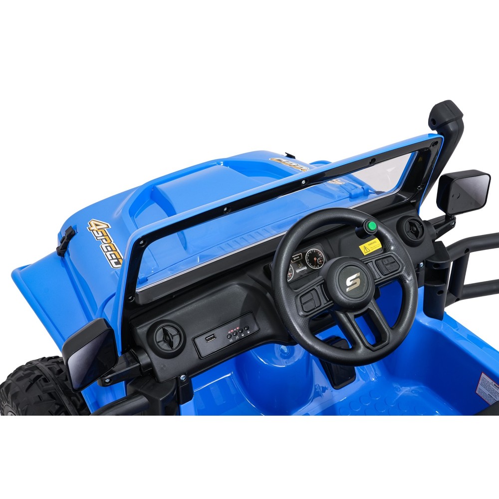 JOKO Elektrické autíčko Jeep Monster 4x200W, penové kolesá, kožené sedadlo, nosnosť 50kg, sedadlo pre Rodiča, modré