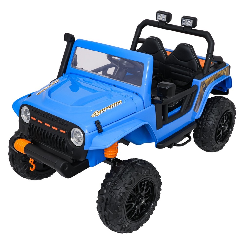 JOKO Elektrické autíčko Jeep Monster 4x200W, penové kolesá, kožené sedadlo, nosnosť 50kg, sedadlo pre Rodiča, modré