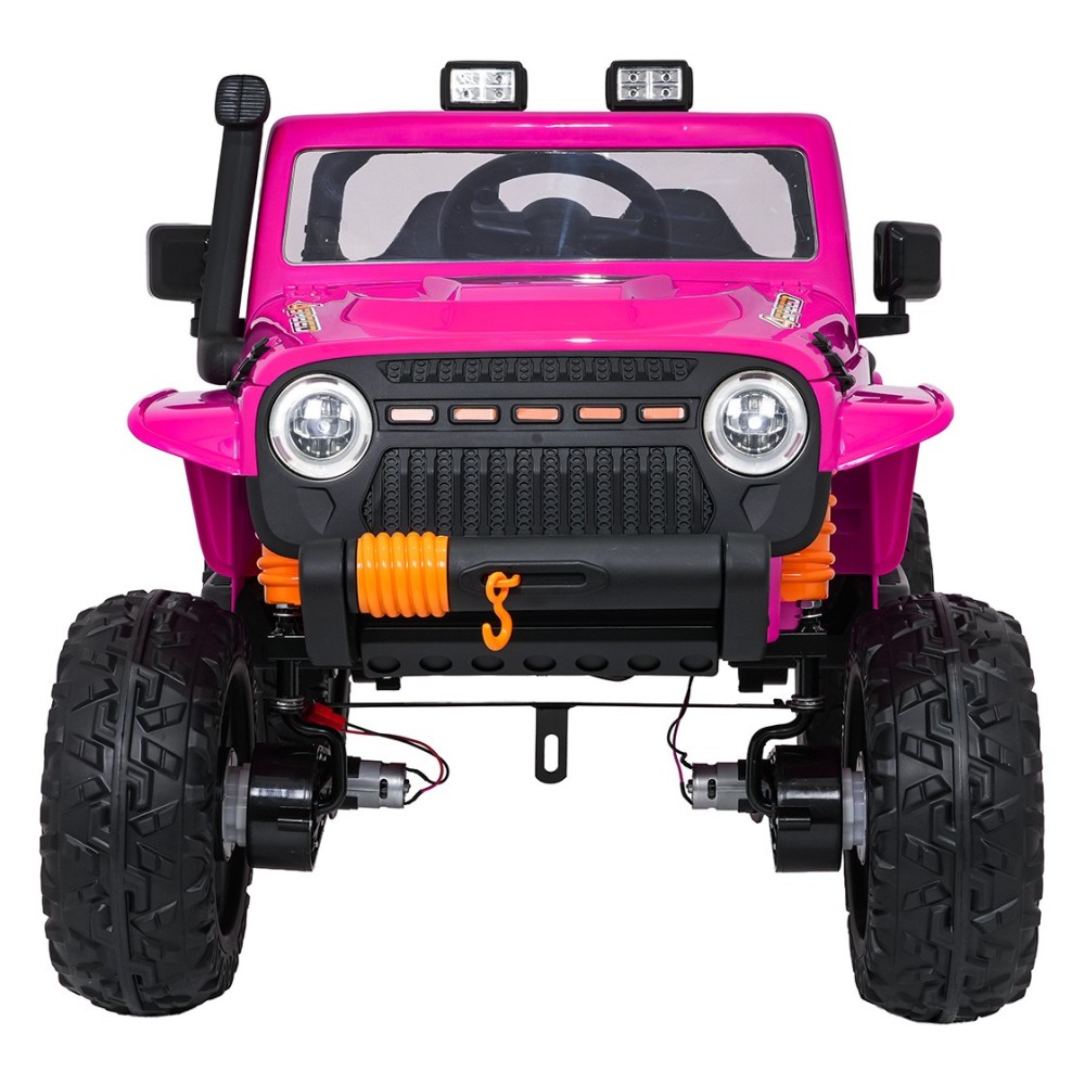 JOKO Elektrické autíčko Jeep Monster 4x200W, penové kolesá, kožené sedadlo, nosnosť 50kg, sedadlo pre Rodiča, ružové