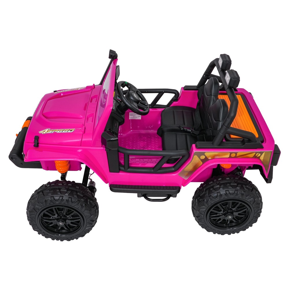 JOKO Elektrické autíčko Jeep Monster 4x200W, penové kolesá, kožené sedadlo, nosnosť 50kg, sedadlo pre Rodiča, ružové