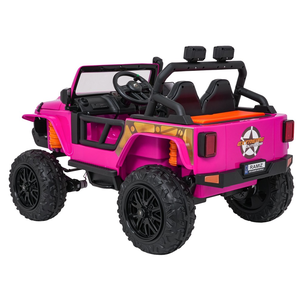 JOKO Elektrické autíčko Jeep Monster 4x200W, penové kolesá, kožené sedadlo, nosnosť 50kg, sedadlo pre Rodiča, ružové
