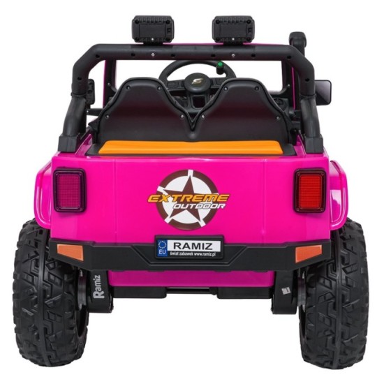 JOKO Elektrické autíčko Jeep Monster 4x200W, penové kolesá, kožené sedadlo, nosnosť 50kg, sedadlo pre Rodiča, ružové