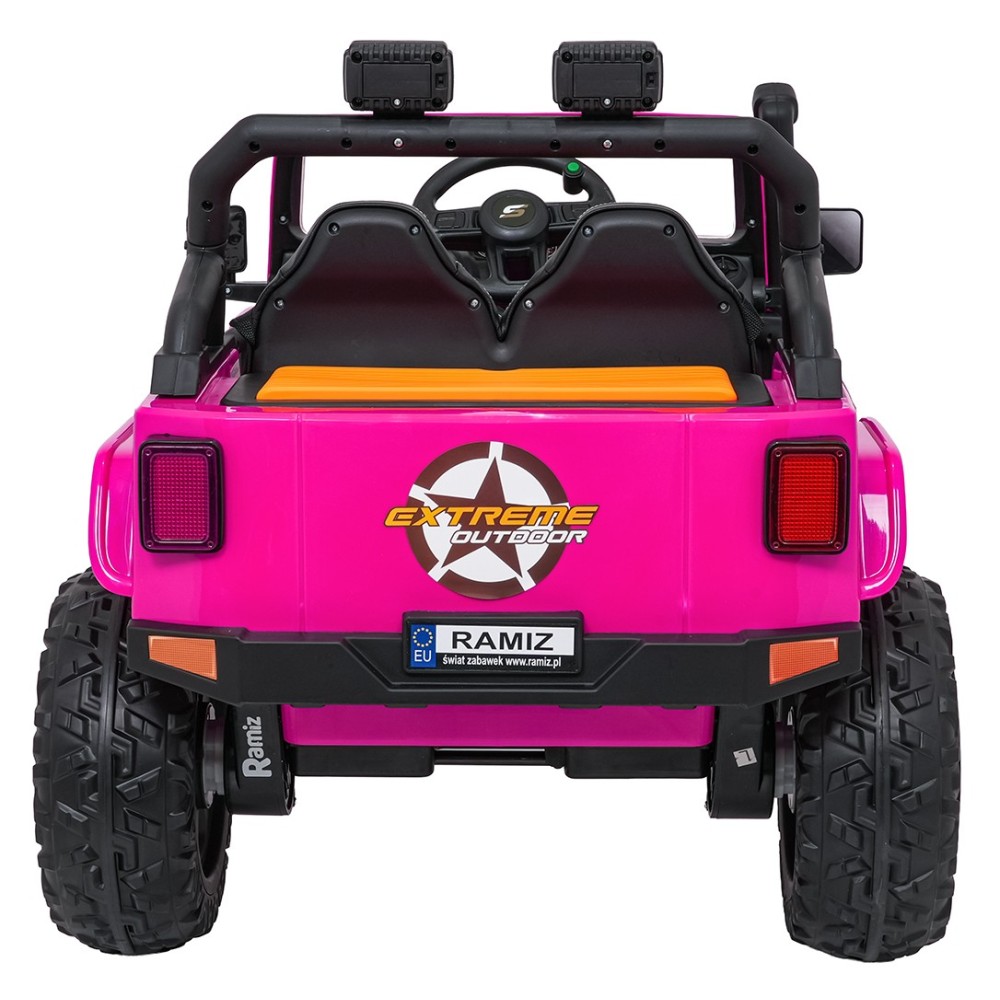 JOKO Elektrické autíčko Jeep Monster 4x200W, penové kolesá, kožené sedadlo, nosnosť 50kg, sedadlo pre Rodiča, ružové
