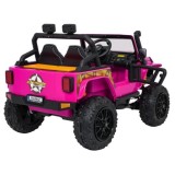 JOKO Elektrické autíčko Jeep Monster 4x200W, penové kolesá, kožené sedadlo, nosnosť 50kg, sedadlo pre Rodiča, ružové