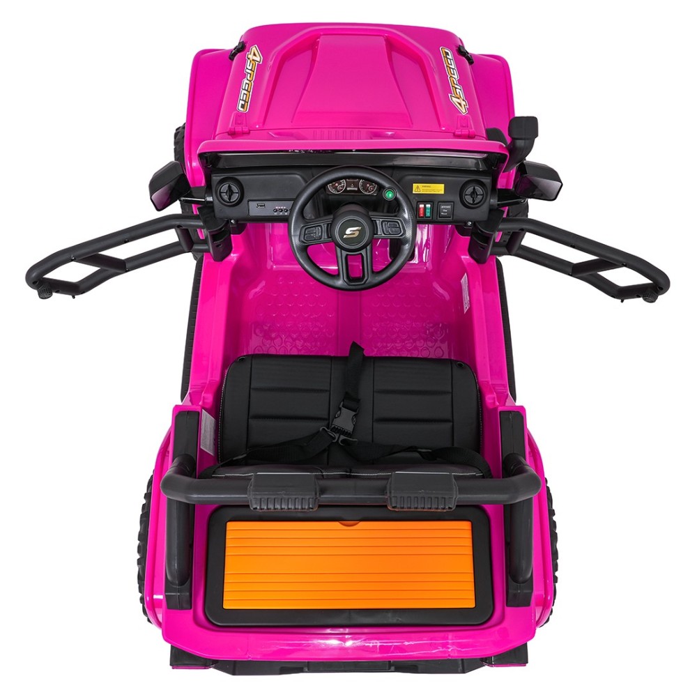 JOKO Elektrické autíčko Jeep Monster 4x200W, penové kolesá, kožené sedadlo, nosnosť 50kg, sedadlo pre Rodiča, ružové