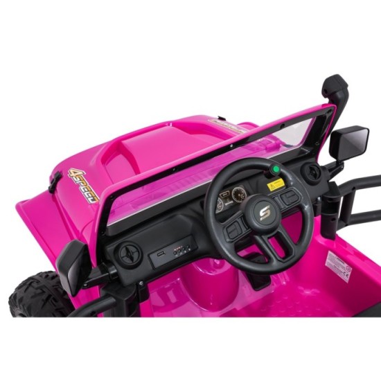 JOKO Elektrické autíčko Jeep Monster 4x200W, penové kolesá, kožené sedadlo, nosnosť 50kg, sedadlo pre Rodiča, ružové