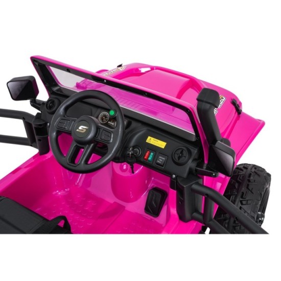JOKO Elektrické autíčko Jeep Monster 4x200W, penové kolesá, kožené sedadlo, nosnosť 50kg, sedadlo pre Rodiča, ružové