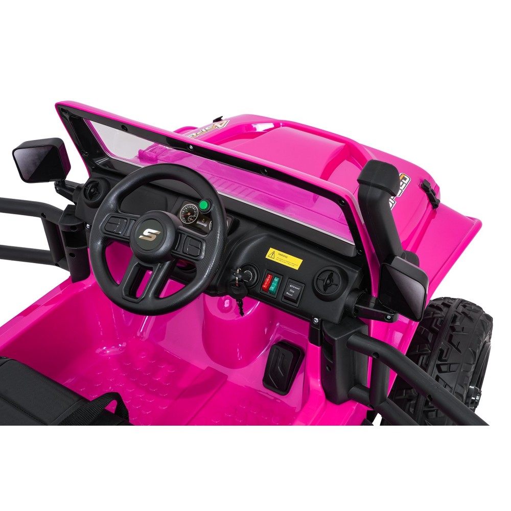 JOKO Elektrické autíčko Jeep Monster 4x200W, penové kolesá, kožené sedadlo, nosnosť 50kg, sedadlo pre Rodiča, ružové