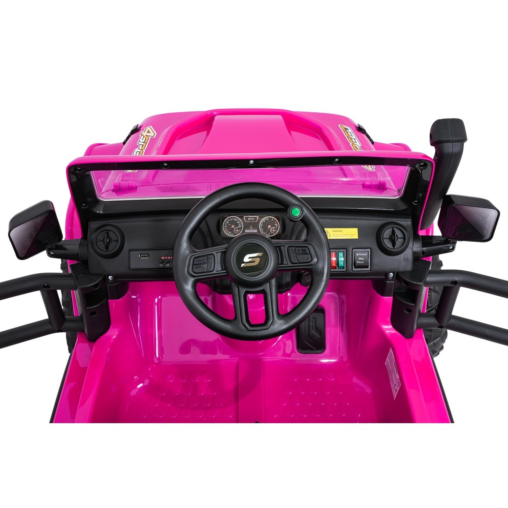 JOKO Elektrické autíčko Jeep Monster 4x200W, penové kolesá, kožené sedadlo, nosnosť 50kg, sedadlo pre Rodiča, ružové