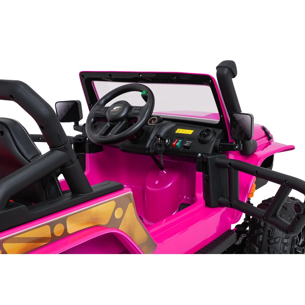 JOKO Elektrické autíčko Jeep Monster 4x200W, penové kolesá, kožené sedadlo, nosnosť 50kg, sedadlo pre Rodiča, ružové