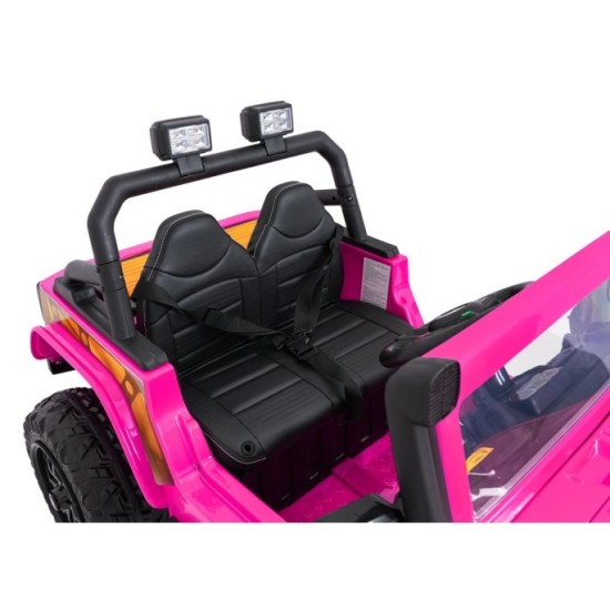 JOKO Elektrické autíčko Jeep Monster 4x200W, penové kolesá, kožené sedadlo, nosnosť 50kg, sedadlo pre Rodiča, ružové