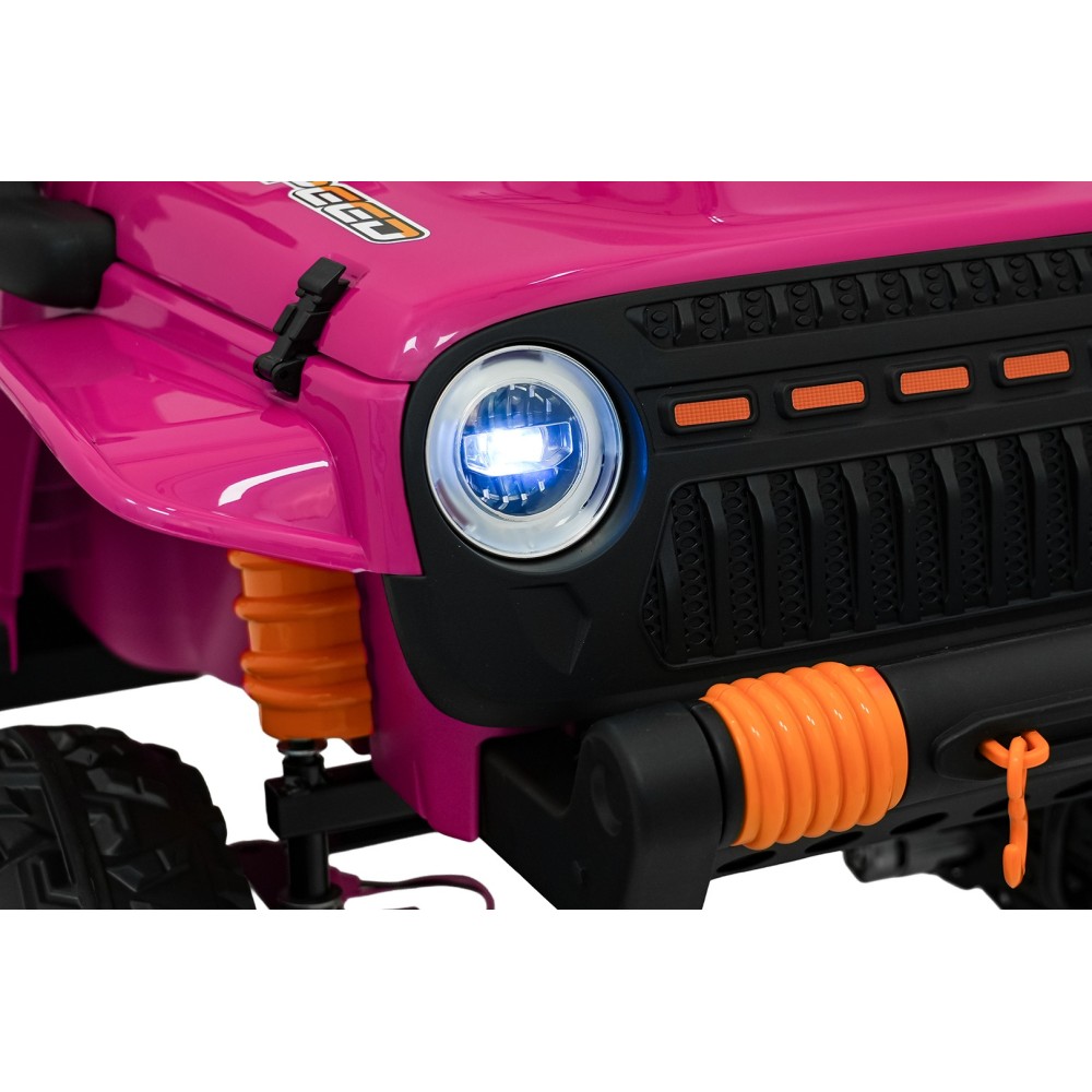 JOKO Elektrické autíčko Jeep Monster 4x200W, penové kolesá, kožené sedadlo, nosnosť 50kg, sedadlo pre Rodiča, ružové