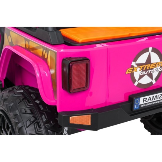 JOKO Elektrické autíčko Jeep Monster 4x200W, penové kolesá, kožené sedadlo, nosnosť 50kg, sedadlo pre Rodiča, ružové