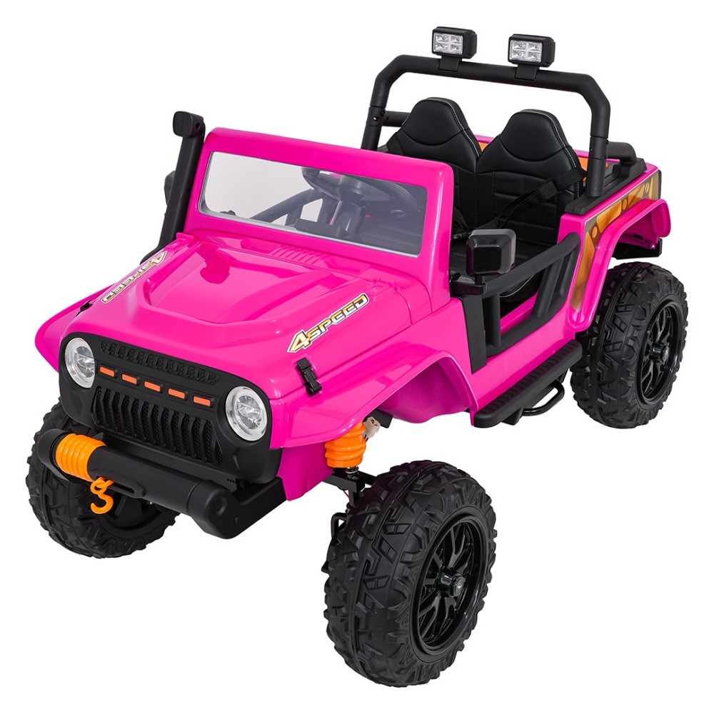 JOKO Elektrické autíčko Jeep Monster 4x200W, penové kolesá, kožené sedadlo, nosnosť 50kg, sedadlo pre Rodiča, ružové