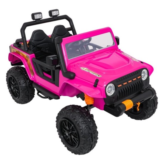 JOKO Elektrické autíčko Jeep Monster 4x200W, penové kolesá, kožené sedadlo, nosnosť 50kg, sedadlo pre Rodiča, ružové