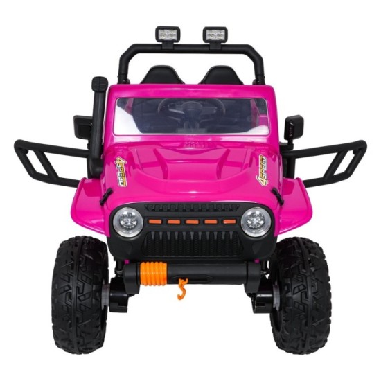 JOKO Elektrické autíčko Jeep Monster 4x200W, penové kolesá, kožené sedadlo, nosnosť 50kg, sedadlo pre Rodiča, ružové