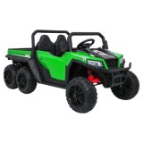 JOKO Elektrické autíčko Farmer X-POWER 4x200W 24V, kožené sedadlo 2 deti, Elektricky Vyklápacia vlečka, penové kolesá, zelené