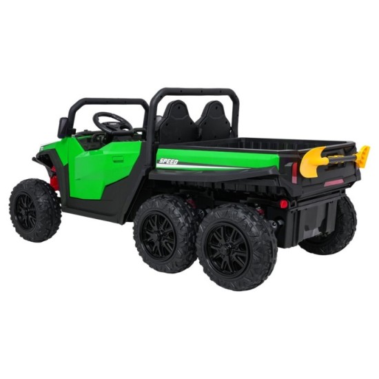 JOKO Elektrické autíčko Farmer X-POWER 4x200W 24V, kožené sedadlo 2 deti, Elektricky Vyklápacia vlečka, penové kolesá, zelené