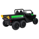 JOKO Elektrické autíčko Farmer X-POWER 4x200W 24V, kožené sedadlo 2 deti, Elektricky Vyklápacia vlečka, penové kolesá, zelené