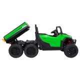 JOKO Elektrické autíčko Farmer X-POWER 4x200W 24V, kožené sedadlo 2 deti, Elektricky Vyklápacia vlečka, penové kolesá, zelené