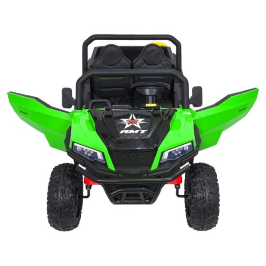 JOKO Elektrické autíčko Farmer X-POWER 4x200W 24V, kožené sedadlo 2 deti, Elektricky Vyklápacia vlečka, penové kolesá, zelené