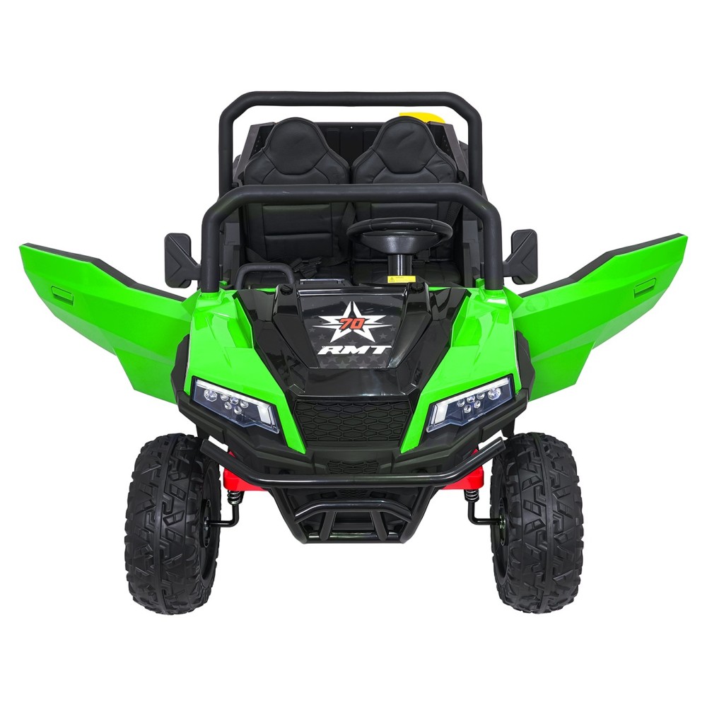 JOKO Elektrické autíčko Farmer X-POWER 4x200W 24V, kožené sedadlo 2 deti, Elektricky Vyklápacia vlečka, penové kolesá, zelené