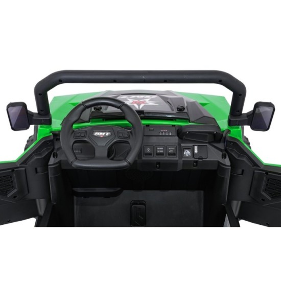 JOKO Elektrické autíčko Farmer X-POWER 4x200W 24V, kožené sedadlo 2 deti, Elektricky Vyklápacia vlečka, penové kolesá, zelené