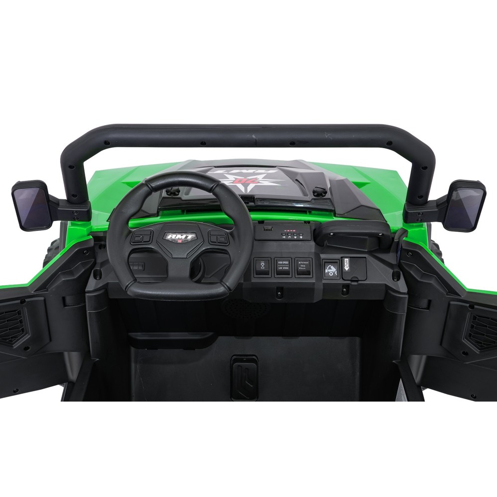 JOKO Elektrické autíčko Farmer X-POWER 4x200W 24V, kožené sedadlo 2 deti, Elektricky Vyklápacia vlečka, penové kolesá, zelené