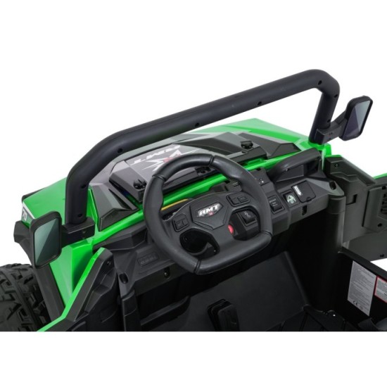 JOKO Elektrické autíčko Farmer X-POWER 4x200W 24V, kožené sedadlo 2 deti, Elektricky Vyklápacia vlečka, penové kolesá, zelené