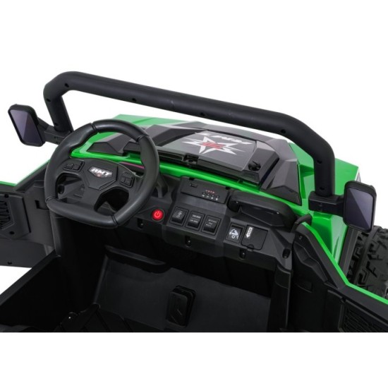 JOKO Elektrické autíčko Farmer X-POWER 4x200W 24V, kožené sedadlo 2 deti, Elektricky Vyklápacia vlečka, penové kolesá, zelené