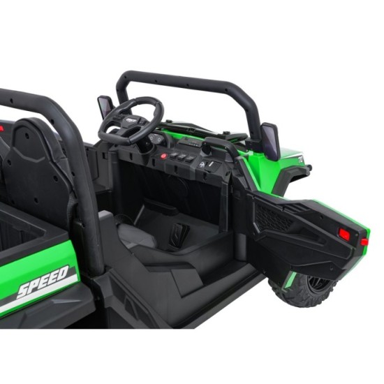 JOKO Elektrické autíčko Farmer X-POWER 4x200W 24V, kožené sedadlo 2 deti, Elektricky Vyklápacia vlečka, penové kolesá, zelené