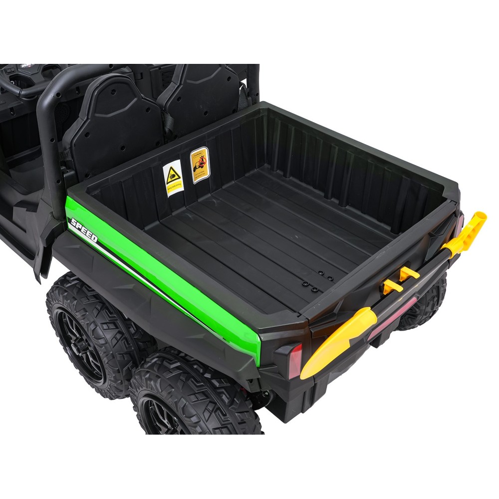 JOKO Elektrické autíčko Farmer X-POWER 4x200W 24V, kožené sedadlo 2 deti, Elektricky Vyklápacia vlečka, penové kolesá, zelené