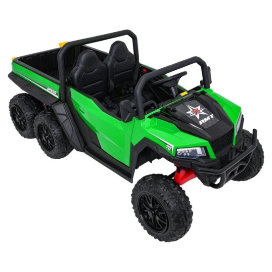 JOKO Elektrické autíčko Farmer X-POWER 4x200W 24V, kožené sedadlo 2 deti, Elektricky Vyklápacia vlečka, penové kolesá, zelené