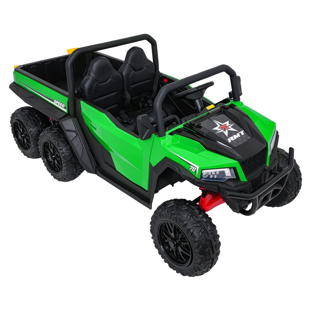 JOKO Elektrické autíčko Farmer X-POWER 4x200W 24V, kožené sedadlo 2 deti, Elektricky Vyklápacia vlečka, penové kolesá, zelené