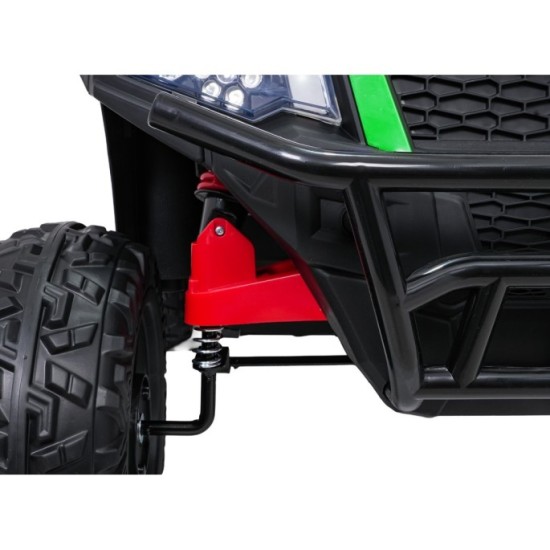 JOKO Elektrické autíčko Farmer X-POWER 4x200W 24V, kožené sedadlo 2 deti, Elektricky Vyklápacia vlečka, penové kolesá, zelené