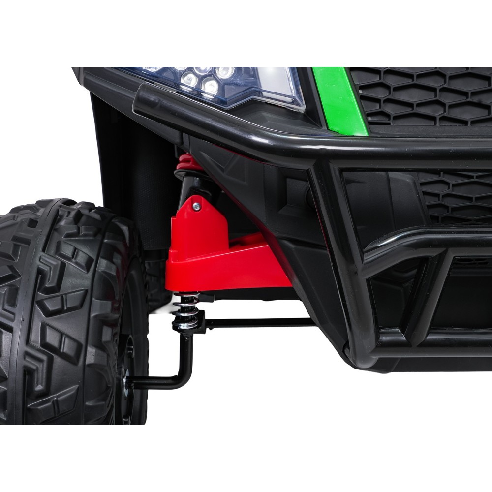 JOKO Elektrické autíčko Farmer X-POWER 4x200W 24V, kožené sedadlo 2 deti, Elektricky Vyklápacia vlečka, penové kolesá, zelené