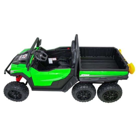 JOKO Elektrické autíčko Farmer X-POWER 4x200W 24V, kožené sedadlo 2 deti, Elektricky Vyklápacia vlečka, penové kolesá, zelené