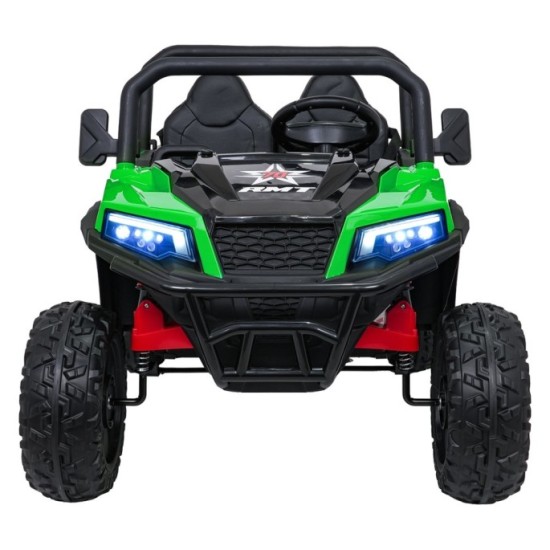 JOKO Elektrické autíčko Farmer X-POWER 4x200W 24V, kožené sedadlo 2 deti, Elektricky Vyklápacia vlečka, penové kolesá, zelené