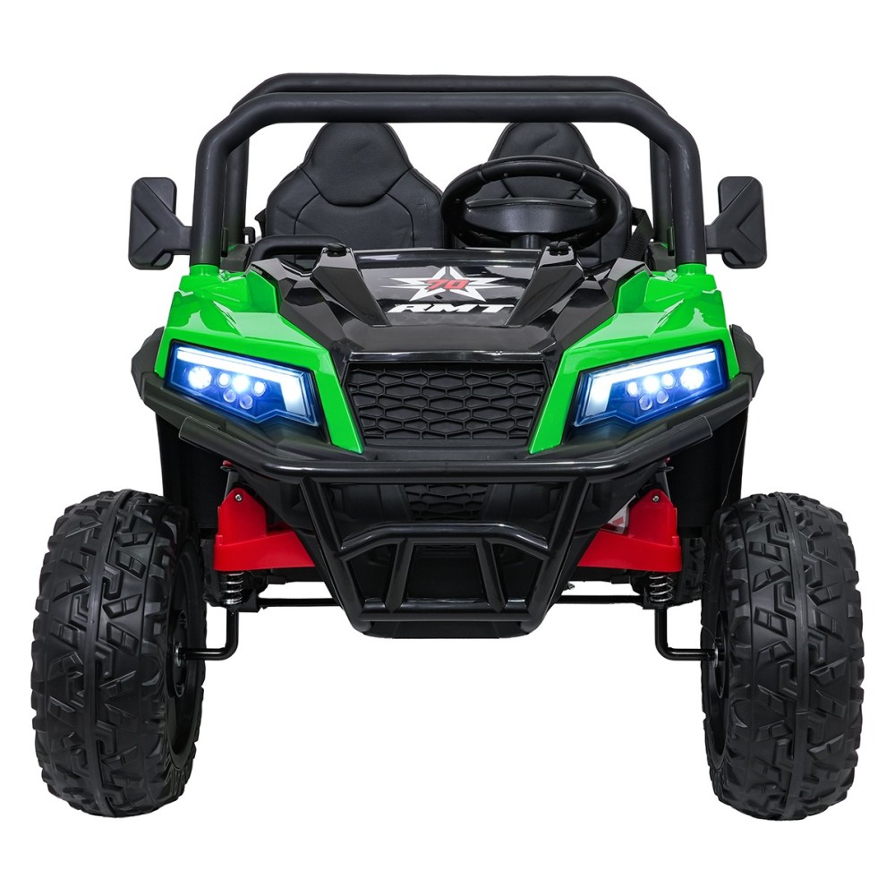 JOKO Elektrické autíčko Farmer X-POWER 4x200W 24V, kožené sedadlo 2 deti, Elektricky Vyklápacia vlečka, penové kolesá, zelené