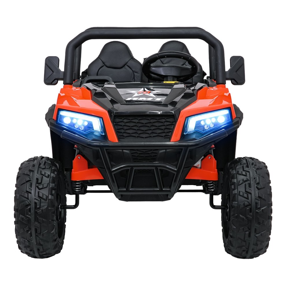 JOKO Elektrické autíčko Farmer X-POWER 4x200W 24V, kožené sedadlo 2 deti, Elektricky Vyklápacia vlečka, penové kolesá, oranžové