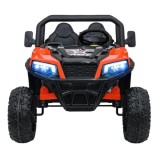 JOKO Elektrické autíčko Farmer X-POWER 4x200W 24V, kožené sedadlo 2 deti, Elektricky Vyklápacia vlečka, penové kolesá, oranžové