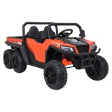 JOKO Elektrické autíčko Farmer X-POWER 4x200W 24V, kožené sedadlo 2 deti, Elektricky Vyklápacia vlečka, penové kolesá, oranžové