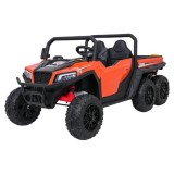 JOKO Elektrické autíčko Farmer X-POWER 4x200W 24V, kožené sedadlo 2 deti, Elektricky Vyklápacia vlečka, penové kolesá, oranžové