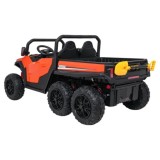 JOKO Elektrické autíčko Farmer X-POWER 4x200W 24V, kožené sedadlo 2 deti, Elektricky Vyklápacia vlečka, penové kolesá, oranžové